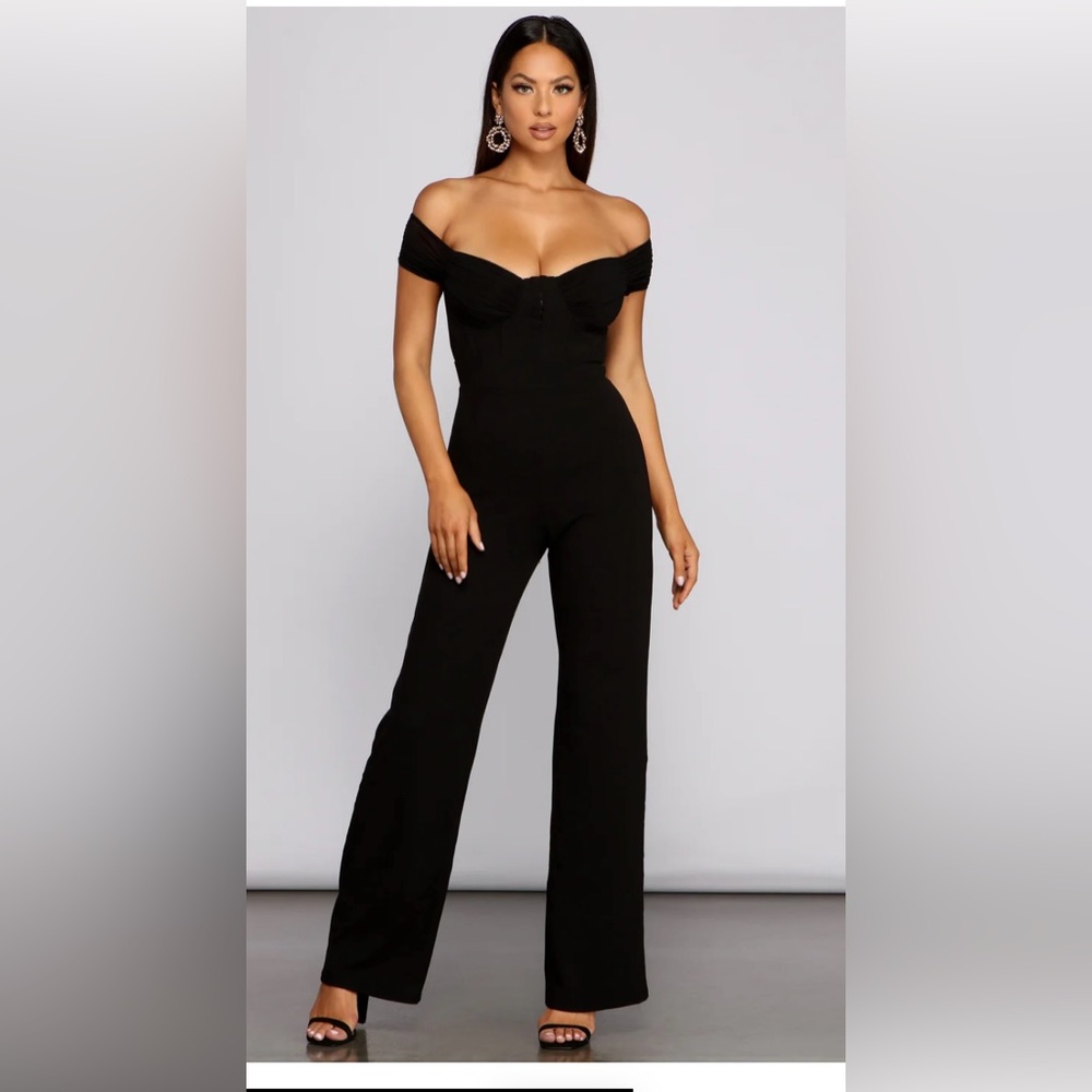 WindsorStore Off The Shoulder Jumpsuit